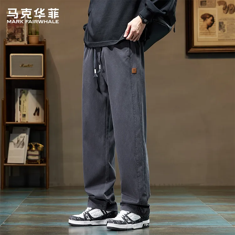 马克华菲秋季新款休闲裤男士宽松直筒男裤美式高街百搭垂感阔腿裤