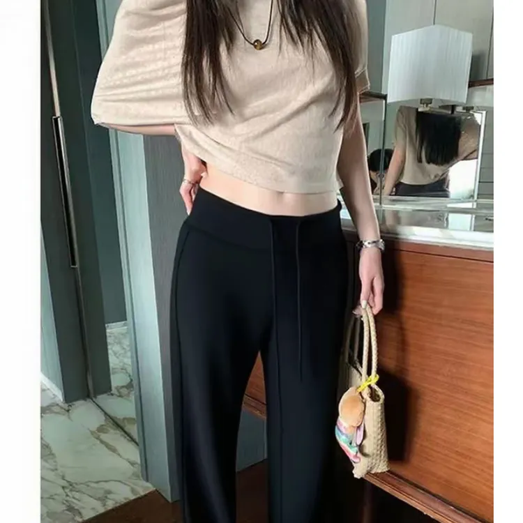 孕妇阔腿裤拖地裤系带秋冬加绒时尚休闲百搭显瘦秋装显瘦孕妇长裤