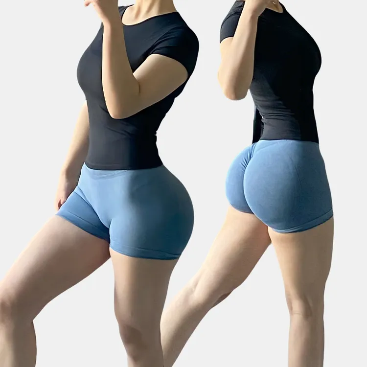 尚诺飞无缝收腹瑜伽高腰提臀外穿紧身跑步运动健身三分裤健身裤女