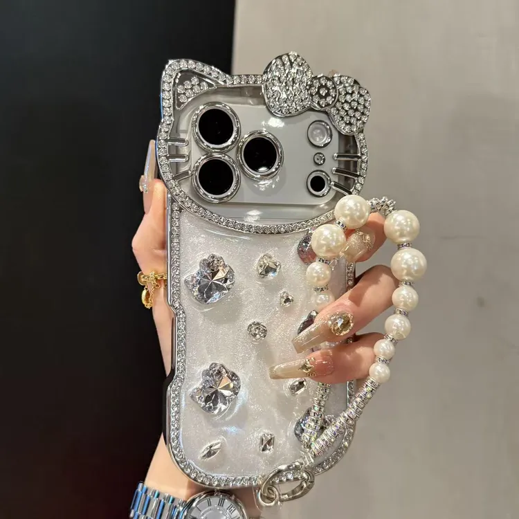 全包闪钻立体KT猫镜头适用iPhone17promax手机壳16苹果15pro14/13