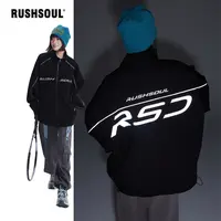 RUSHSOUL高领反光印花运动户外百搭外套秋冬季新款加厚夹克
