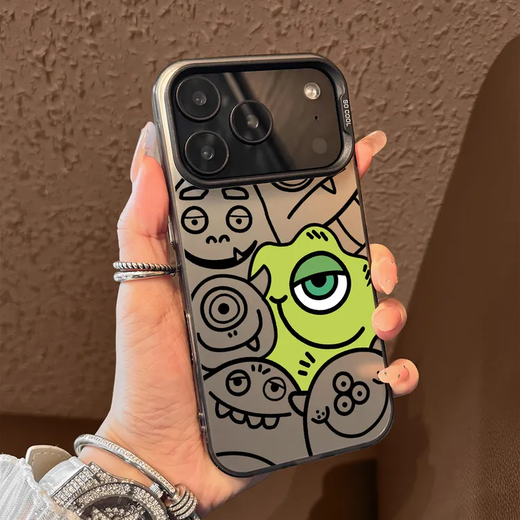 创意小怪兽适用苹果17promax手机壳新款彩绘iPhoneAir磨砂彩银16