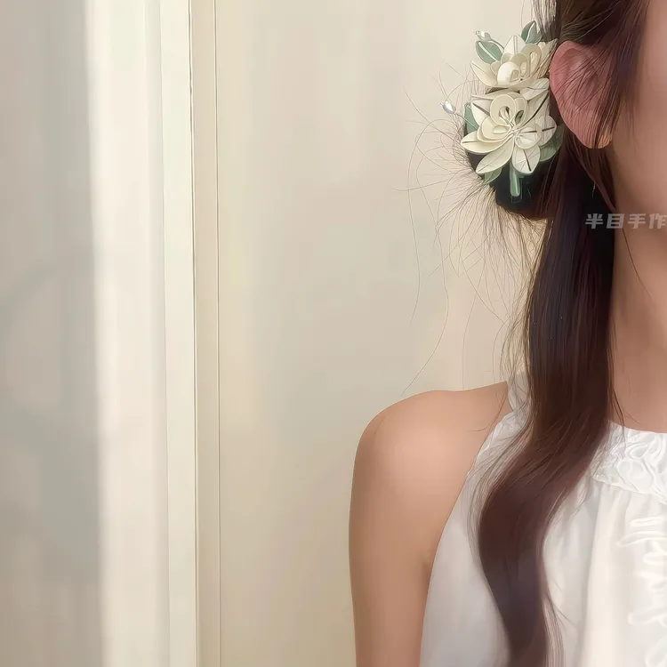 半目手作│山栀子缠花发簪手工百搭气质发饰复古超仙头饰夹子古风