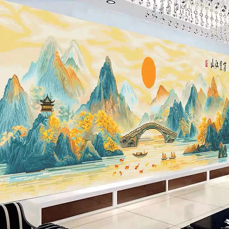 2025年新款K100十字绣江山如画万里江山高端客厅高级感手工自己绣