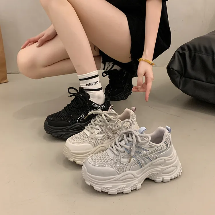 【万达撤柜】爆款百搭厚底老爹鞋女2025超火新款夏季透气运动休闲鞋
