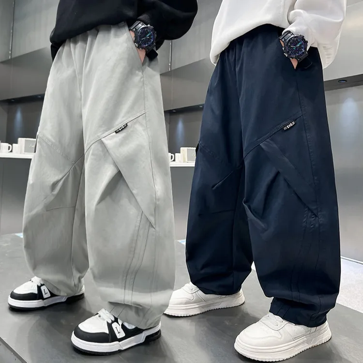 男童休闲裤秋季简约百搭工装裤2025春秋款大童韩版酷帅宽松阔腿裤