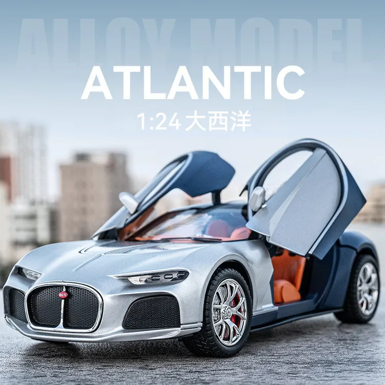 1:24布加迪大西洋仿真合金声光回力转向儿童玩具跑车模型摆件