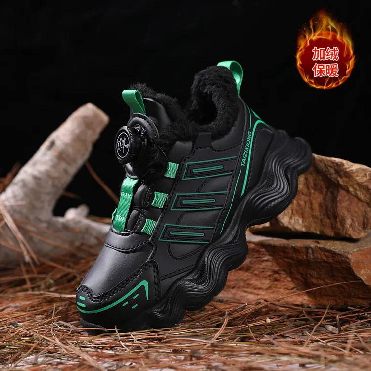 儿童棉鞋男童冬季加绒保暖大棉运动鞋学生中大童防水防滑跑步鞋