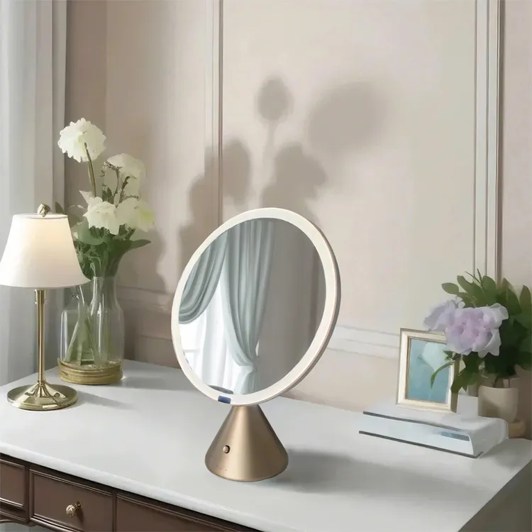 严选创意智能大圆镜高档美容美妆台式调光LED补光化妆镜 贴