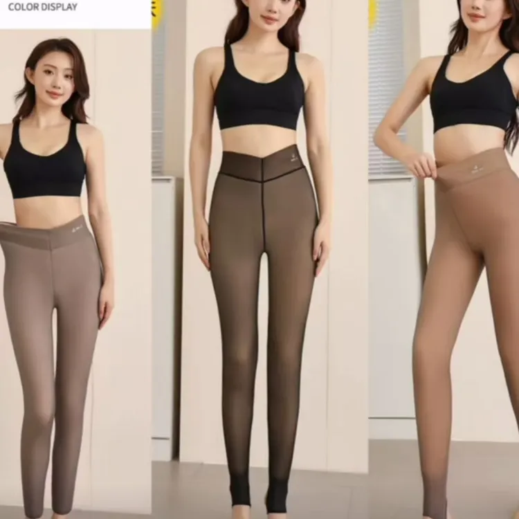 加厚前后一线裆黑透肤打底裤