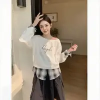 妮妮家0803秋季班休闲百搭学院风假两件拼接卫衣！