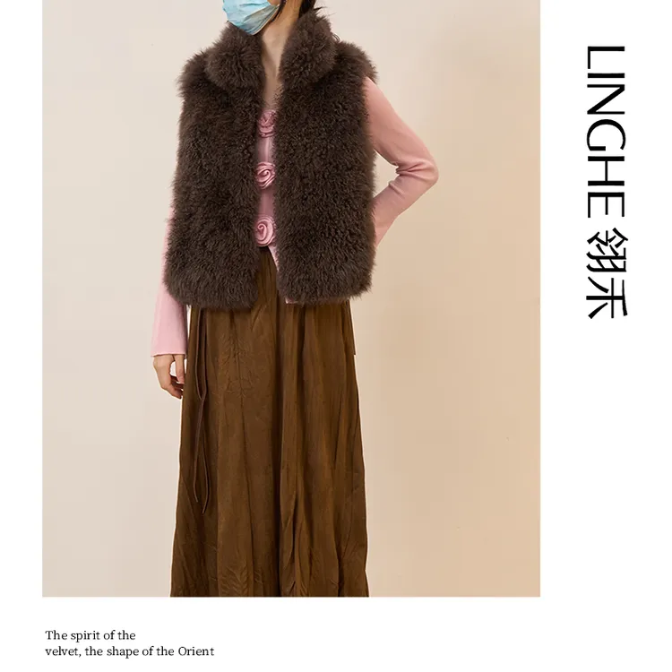 翎禾LINGHE-羊毛皮马甲时尚休闲气质款女士