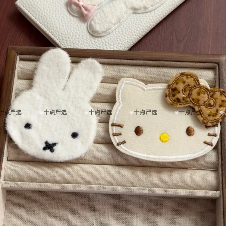 可爱猫咪兔米菲针织魔术贴卡通侧边碎发前额刘海bb发饰洋气精致