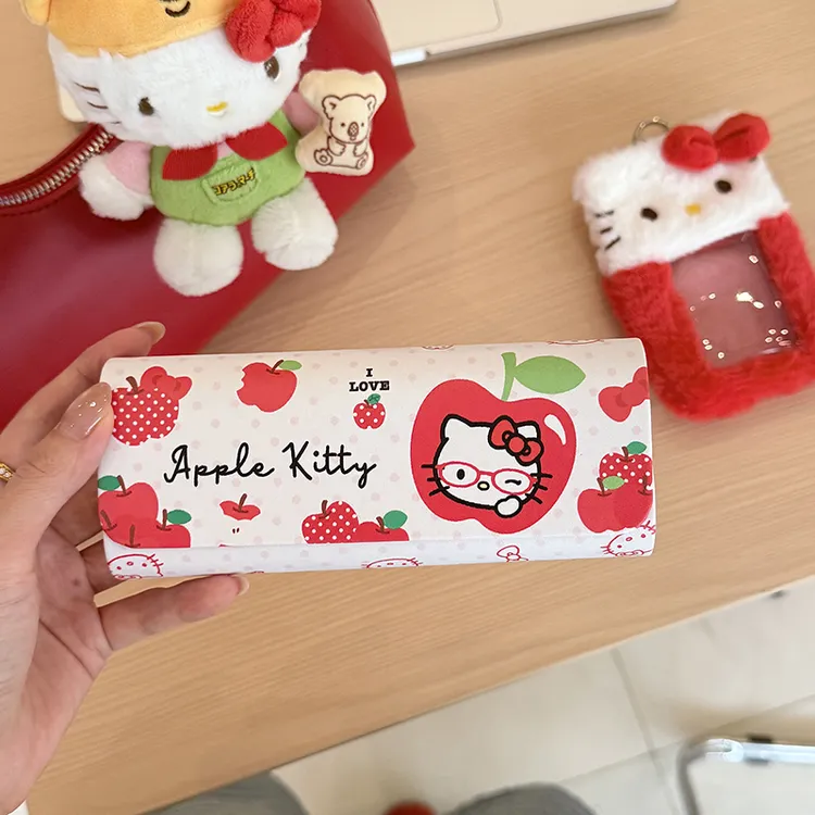 hellokitty眼镜盒可爱卡通学生高级皮便携抗压近视太阳眼睛收纳壳