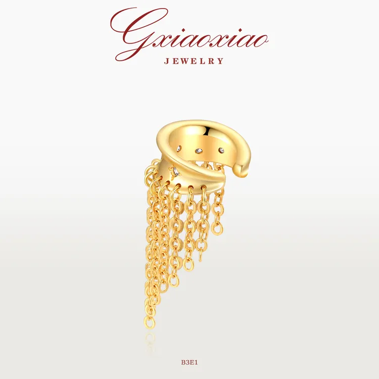 G XIAOXIAO 镀K金气质高级优雅小众个性百搭流苏耳夹 B3E1 B3E2