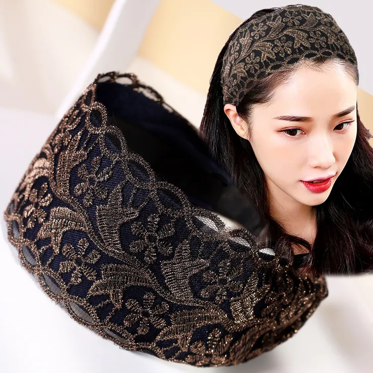 蕾丝发箍头饰宽边压发发卡遮白发显年轻发带发夹遮前额白发的帽子