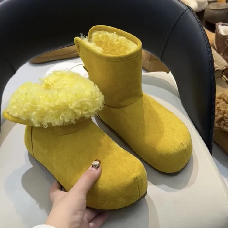 两穿版~大头丑萌加绒雪地靴增高毛毛靴女勃肯靴保暖棉鞋复古短靴