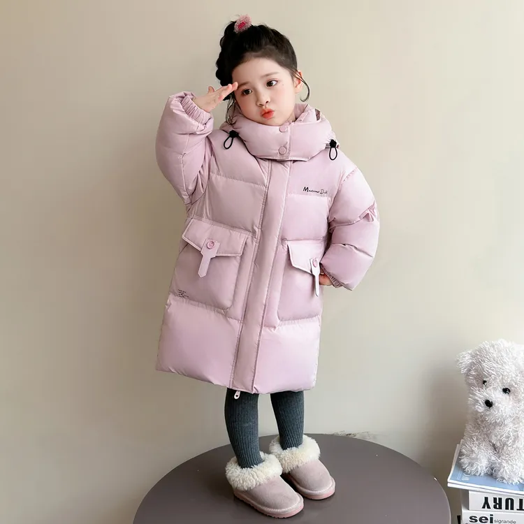 女童羽绒服冬装2025新款儿童加厚白鸭绒连帽小女孩宝宝秋冬季外套