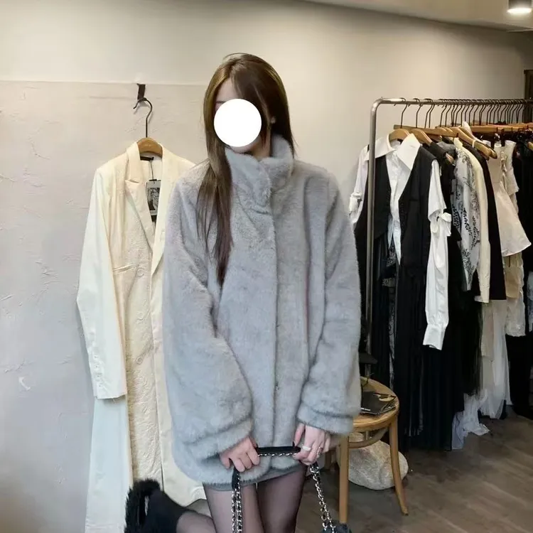 【美伢专属】2025冬季新款时尚环保皮草简约加厚毛毛外套宽松百搭外套MU2020