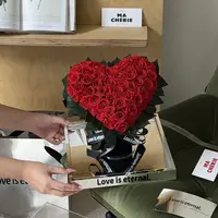 七夕情人节永生玫瑰手捧花爱心礼盒摆件送女朋友闺蜜生日礼物