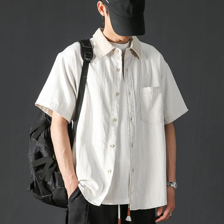 JEEPSPIRIT吉普莱赛尔短袖衬衫男士夏季薄款透气高级感休闲衬衣男