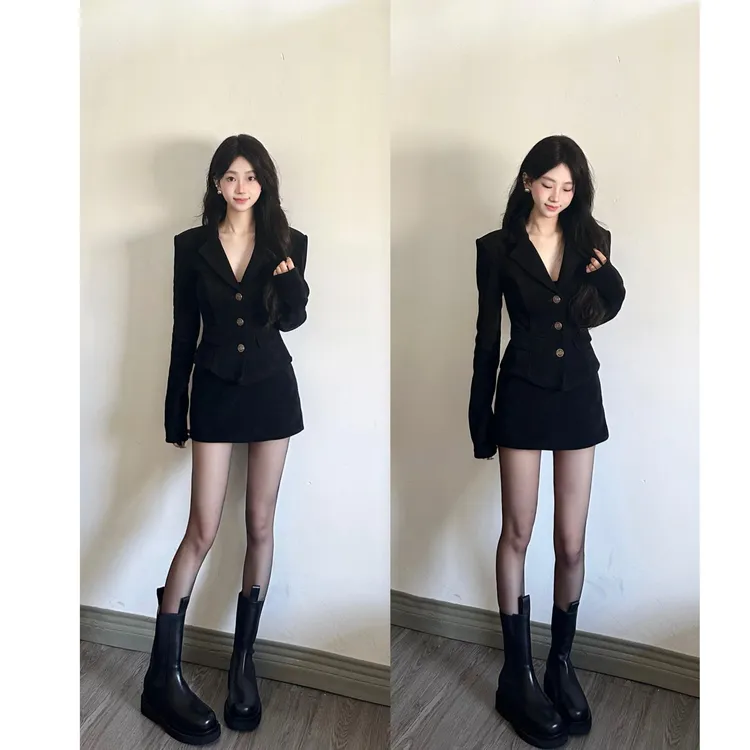 秋冬穿搭一整套女装高级感洋气裙子套装清冷系禅意衣服气质两件套