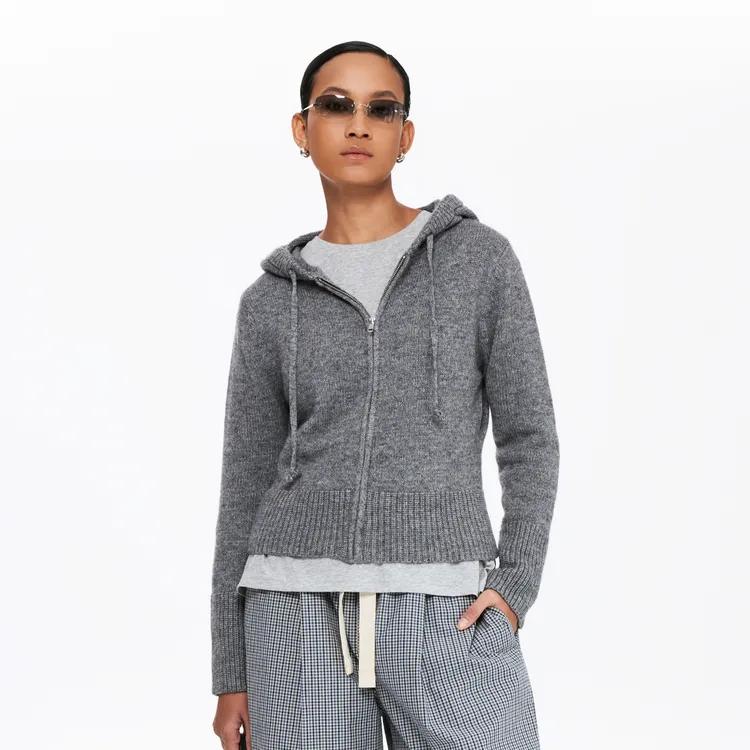 Oneup粗针连帽拉链毛衣长袖运动时尚休闲百搭宽松老钱风慵懒风