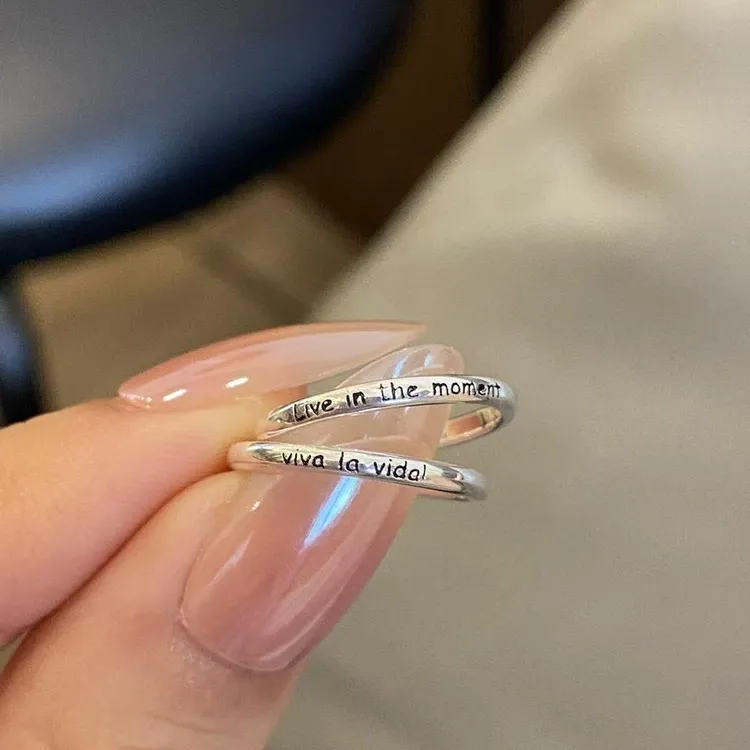 HakunaMatata无忧无虑人生万岁字母活在当下英文尾戒小拇指戒指
