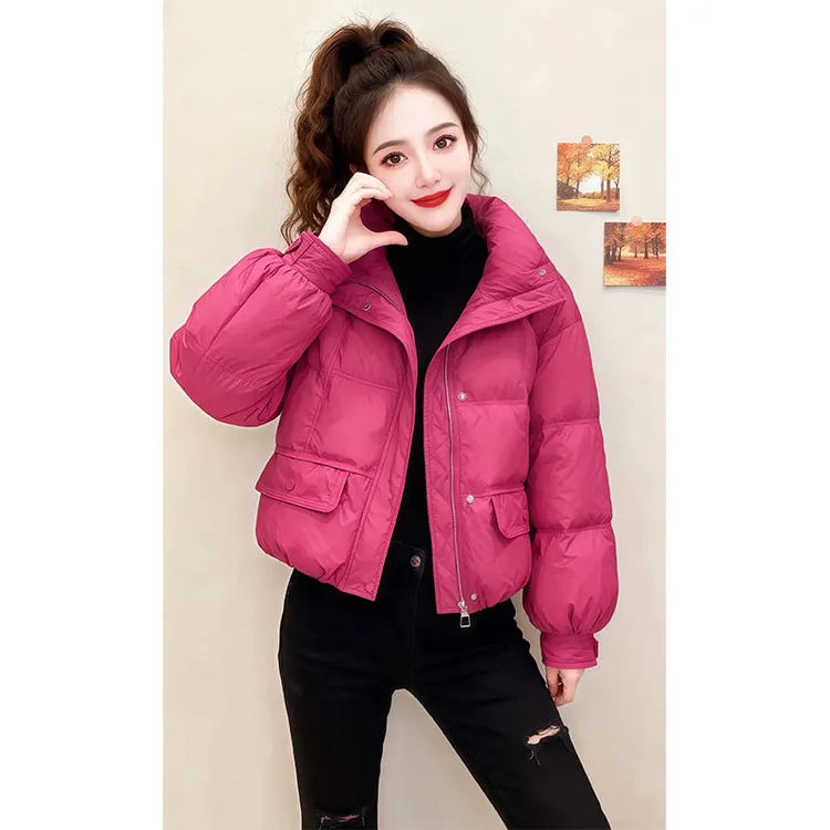 2025冬季新款加厚保暖棉服女士大码宽松韩版立领纯色加厚短款棉衣