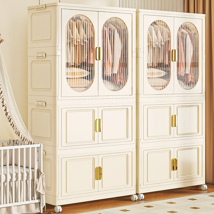 加厚收纳柜家用卧室宝宝衣柜带轮整理箱多层可折叠衣物玩具储物柜