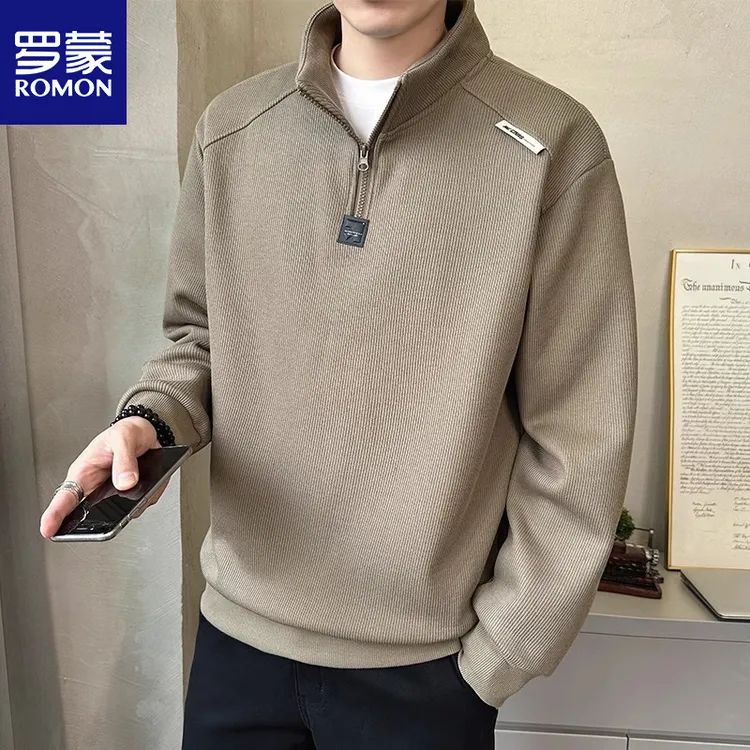 罗蒙半拉链立领卫衣男春季新款美式套头衫男装上衣青年秋冬外套男