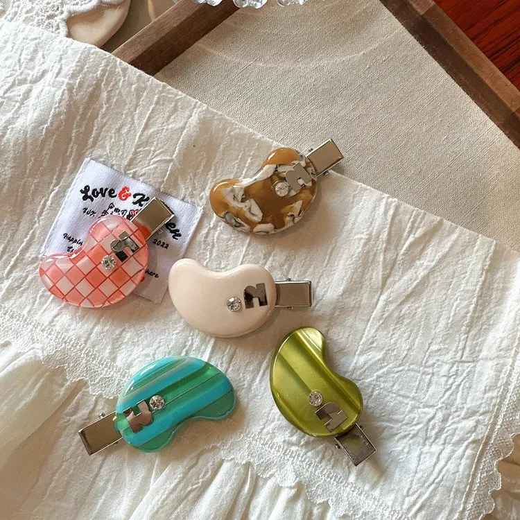 tagi（腰果发夹带钢印）高品质醋酸腰果发夹时尚复古刘海夹醋酸发夹