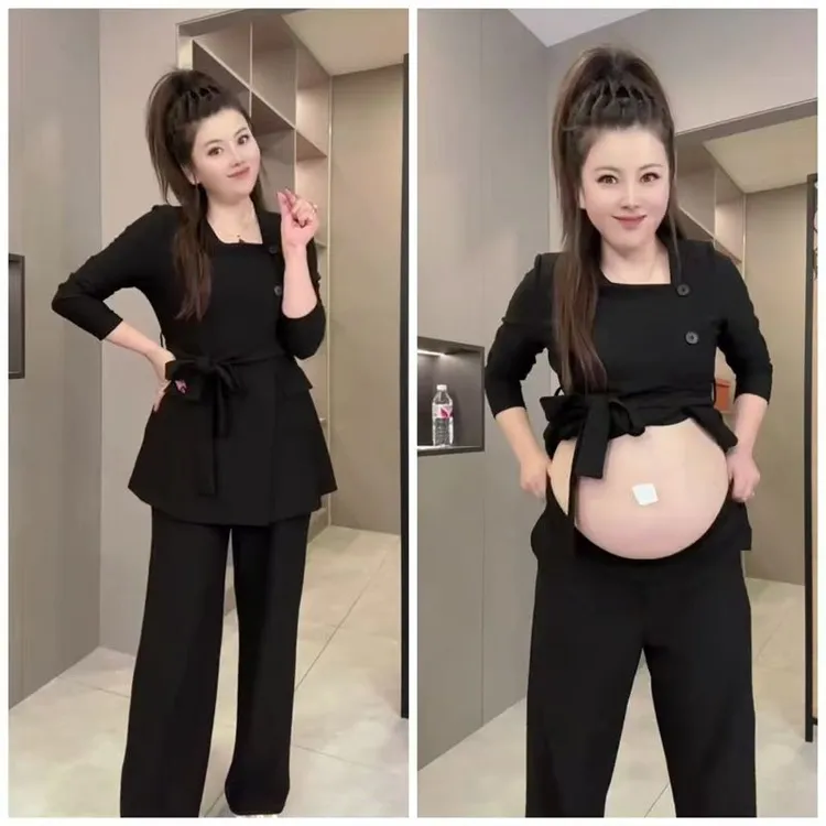 胖mm大码女装2025春季时尚气质休闲修身显瘦纯色上衣阔腿裤两件套