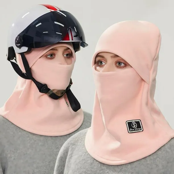 骑车面罩围脖一体帽子男女冬季套头盔内胆帽抓绒保暖护耳防寒围脖