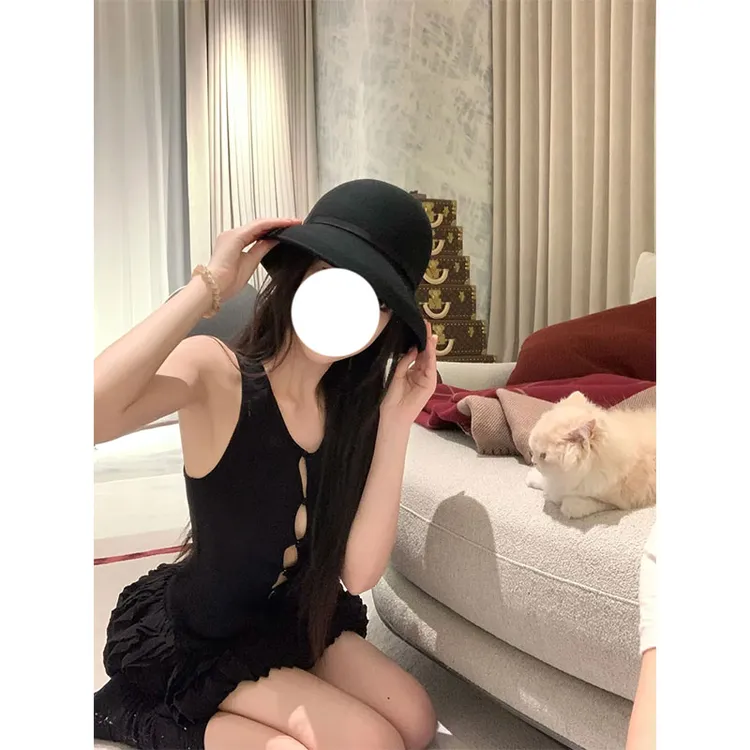 2025夏季新款chic网红同款性感镂空背心裙俏皮减龄蛋糕连衣裙短裙