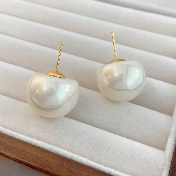 925银针漫寇 E 超大灯泡半球仿珍珠耳钉 【宠粉】