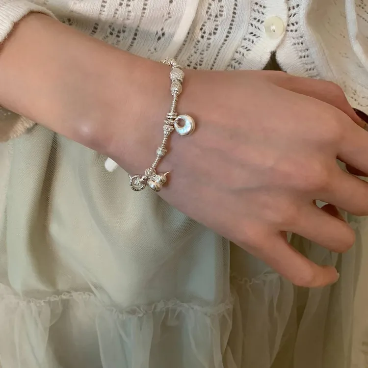 明瑜 925银小葫芦胖福碎银百福盘缠手链女小众个性独特精致礼物