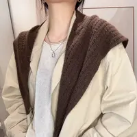 AIWEINI 老板娘同款100%羊毛针织披肩百搭高级感坎肩百搭时尚围巾