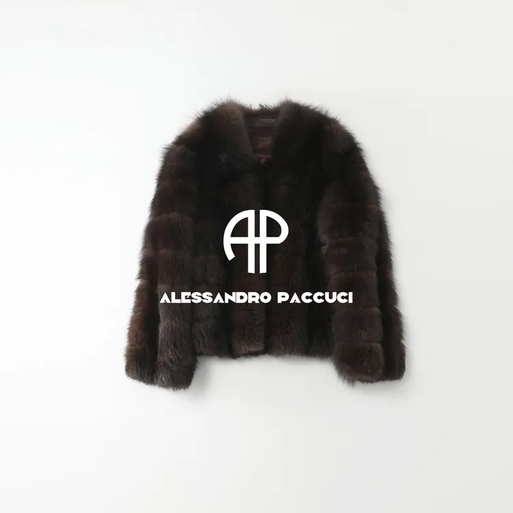 AP洛哥54071CC【狐裘鎏光/外套/常规】进口狐狸毛皮横排V领皮草外套