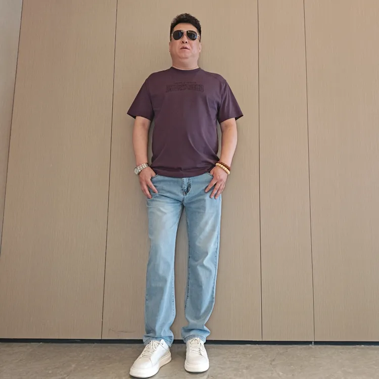 男士时尚春夏修身潮流直筒休闲牛仔裤大码男装立体剪裁弹力水洗DJ