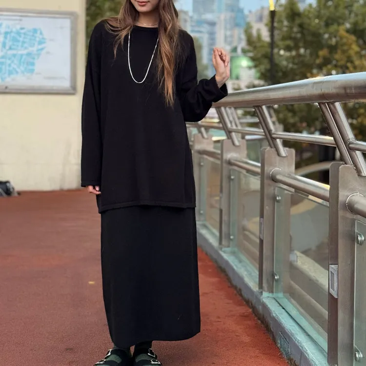 秋冬百搭羊毛加厚半裙气质显瘦中长款高腰针织3D半身裙