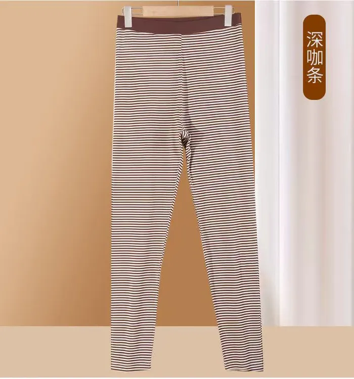 女款条纹高弹打底保暖秋裤