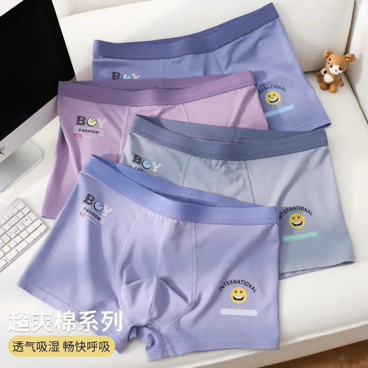 青少年内裤2025夏季款透气平角裤潮男薄款抗菌裆透气男生四角短裤