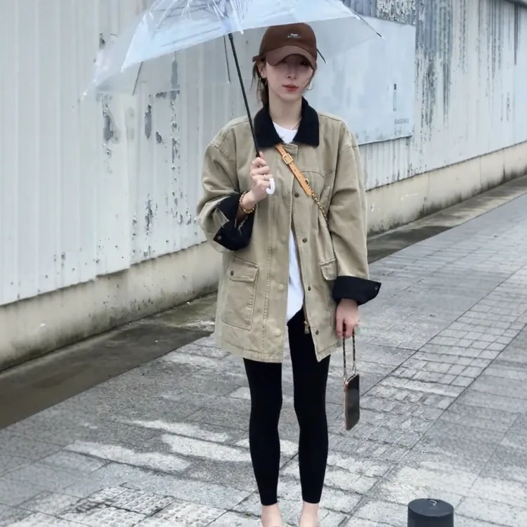 高级感巴恩风牛仔风衣外套女2025秋季新款休闲时尚中长款大衣上衣