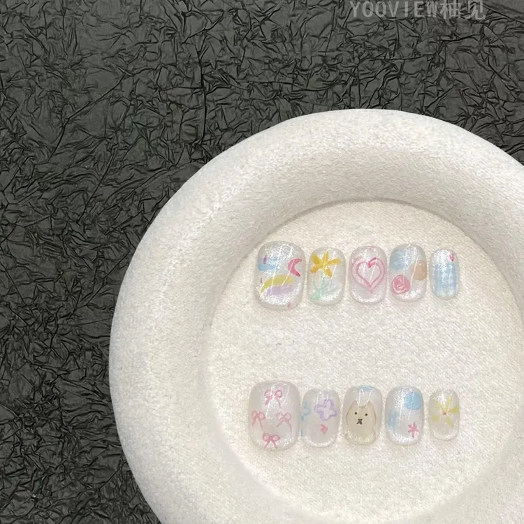 【柚见穿戴甲】工穿戴甲童趣少女短甲美甲贴片假指甲时尚爆款学生