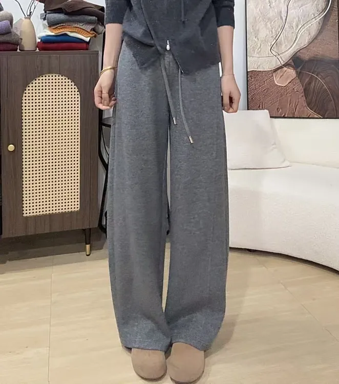 QIANRH-1434秋冬新款直筒醋酸羊毛裤