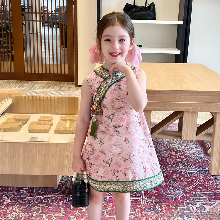 女童夏季新中式旗袍裙2025新款国风背心裙儿童汉服公主裙民族风