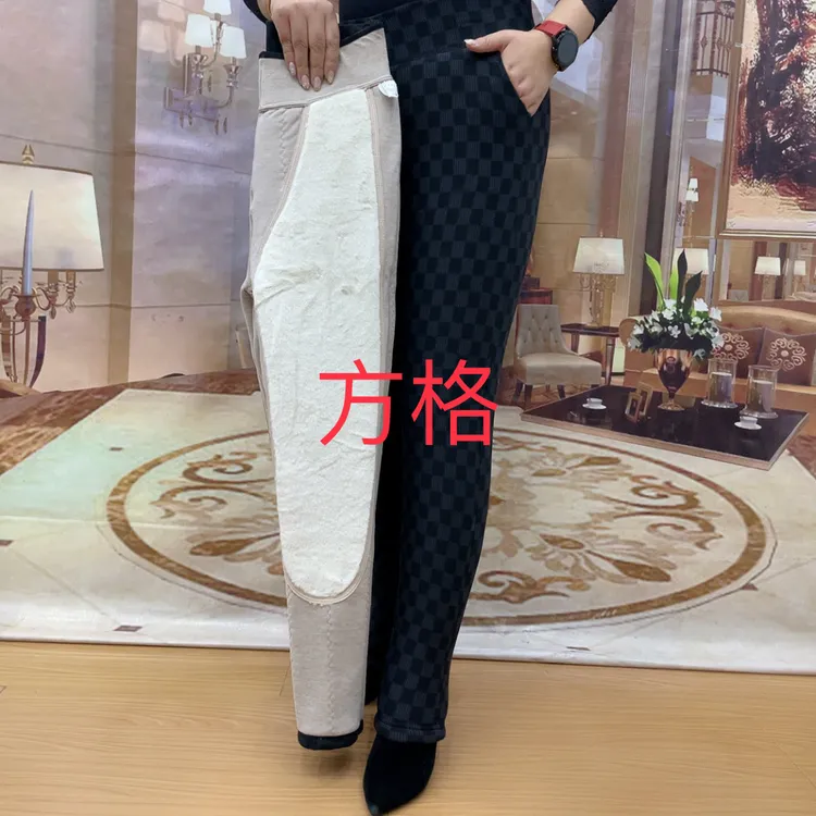 妈妈加绒加厚棉裤冬季高腰弹力直筒裤中老年女驼绒棉加护保暖棉裤