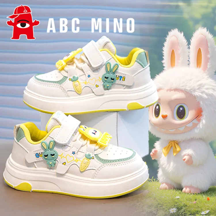 ABC MINO拉布布女童鞋子2025秋季新款儿童运动小白鞋女孩公主板鞋