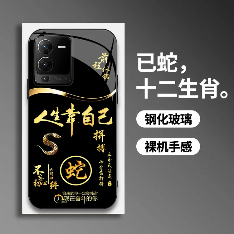 适用【vivoS15Pro】手机壳国潮创意励志生肖液态玻璃保护套
